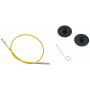 KnitPro Vaier / Kabel til Korte Utskiftbare Rundpinner 20cm (Blir 40cm inkl. pinner) Gul