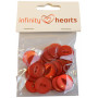 Infinity Hearts Button Akryl Rød 19mm - 20 stk