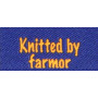 Label dobbeltsidet Knitted by Farmor Marineblå