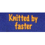 Label dobbeltsidet Knitted by Faster Marineblå