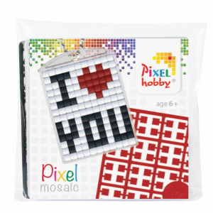 Pixelhobby Gaveeske Nkkelringsett I Love You 3x4cm