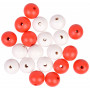 Infinity Hearts Wooden Beads/Pull Beads Wooden Round Red/White 20mm - 20 stk.