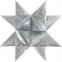 Stjernelister, B: 25+40 mm, diam. 11,5+18,5 cm, sølvglitter, utendørs, 16 strimler, L: 86+100 cm