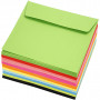 Fargede konvolutter, ass. farger, konvolutt str. 16x16 cm, 80 g, 10x10 stk./ 1 pk.
