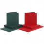 Kort og konvolutter, grønn, rød, kort str. 15x15 cm, konvolutt str. 16x16 cm, 110+230 g, 50 sett/ 1 pk.