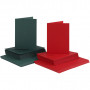 Kort og konvolutter, grønn, rød, kort str. 10,5x15 cm, konvolutt str. 11,5x16,5 cm, 110+230 g, 50 sett/ 1 pk.