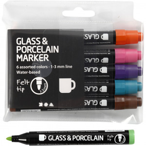 Bilde av Glass- Og Porselenstusjer, Suppl. Farger, Strek 1-3 Mm, Semi Opaque, 6