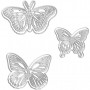 Skjære- og pregesjablong, sommerfugl, str. 5x4,5+6,5x5+8x4,5 cm, 1 stk.