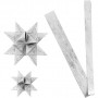 Stjernestrimler, sølv, L: 44+78 cm, dia. 6,5+11,5 cm, B: 15+25 mm, 32 strimler/ 1 pk.