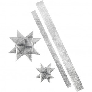Bilde av Stjernelister, B: 25+40 Mm, Diam. 11,5+18,5 Cm, Sølvglitter, Utendørs,