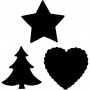 Stansejern, rød, stjerne, hjerte, juletre, str. 16 mm, 1 sett