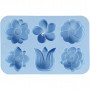 Silikonform, hullstørrelse 60x75 mm, 75 ml, lyseblå, blomster, 1stk.