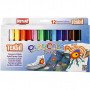 Playcolor tekstilfarger, ass. farger, L: 14 cm, 12 stk./ 1 pk, 5 g
