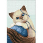  Wizardi Diamond Painting Pakke Katt med Garnnøste 20x30cm