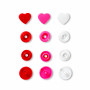  Prym Love Color Snaps Trykknapper Plast Hjerte 12,4mm Ass. Rød/Rosa/Hvit - 30 stk