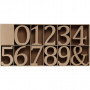 Bokstaver, tall og symboler av tre, H: 13 cm, tykkelse 2 cm, 160 stk./ 160 pk.