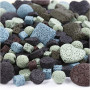Lavaperle mix, ass. farger, str. 6-37 mm, hullstr. 1+2 mm, Innhold kan variere , 20 strenger/ 1 pk.