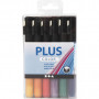 Plus Colour tusj, ass. farger, L: 14,5 cm, strek 1-2 mm, 18 stk/1 pk, 5,5 ml