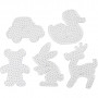 Perleplate, klar, Bamse, bil, and og kanin, str. 16x19,5-19x24 cm, JUMBO, 5 stk./ 1 pk.