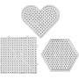 Perleplate, klar, hjerter, hexagon, firkant, str. 15x15-17,5x17,5 cm, JUMBO, 6 stk./ 1 pk.