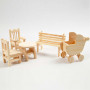 Minimøbler, stol, benk, gyngestol, bord, barnevogn, H: 5,8-10,5 cm, 50 stk./ 50 pk.