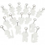 Stofffigurer med nøkkelring, str. 6-10 cm, 15 stk., hvit