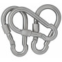 Infinity Hearts Brannmannkrok/Karabinkrok med Lås Rustfritt Stål Sølv 100x50mm - 3 stk