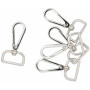 Infinity Hearts Karabinhake med D-ring Messing Sølv 60x30mm - 5 stk