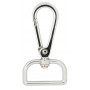 Infinity Hearts Karabinhake med D-ring Messing Sølv 60x30mm - 5 stk