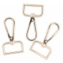 Infinity Hearts Karabinhake med D-ring Messing Lys Gull 60mm - 3 stk