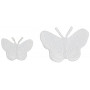 Strykejernsetikett sommerfugler hvit ass. størrelser - 2 stk.