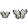 Strykejernsetikett sommerfugler sølv ass. størrelser - 2 stk.