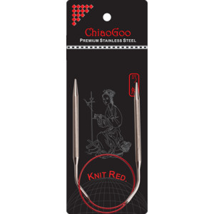 ChiaoGoo Knit Red Rundstrikkepinner i rustfritt kirurgisk stl 40 cm 2