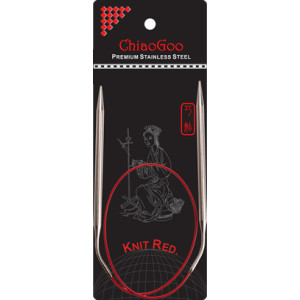 ChiaoGoo Knit Red Rundstrikkepinner i rustfritt kirurgisk stl 60 cm 2