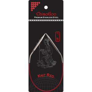 ChiaoGoo Knit Red Rundstrikkepinner i rustfritt kirurgisk stl 30 cm 2