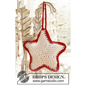  Twinkle Star by DROPS Design - Julestjerne Julepynt Strikkeoppskrift 9 cm - 3 stk