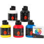 Akrylmaling, primær farger, halvblank, 5x500 ml/ 1 pk.