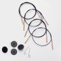 KnitPro Wire / Kabel for utskiftbare rundstrikkepinner 20 cm (blir 40 cm inkl. pinner) Svart m/gullskjøt