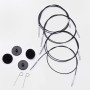 KnitPro Wire / Kabel for utskiftbare rundstrikkepinner 35 cm (blir 60 cm inkl. pinner) Svart m/sølvskjøte
