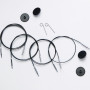 KnitPro Wire / Cable (Swivel) til utskiftbare rundpinner 94 cm (blir 120 cm inkl. pinner) Svart m. sølvfarget skjøt